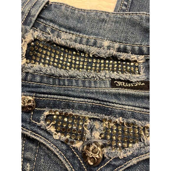 Miss Me boot cut 26 Jeans Distressed embellished with rhinestones - Picture 3 of 11